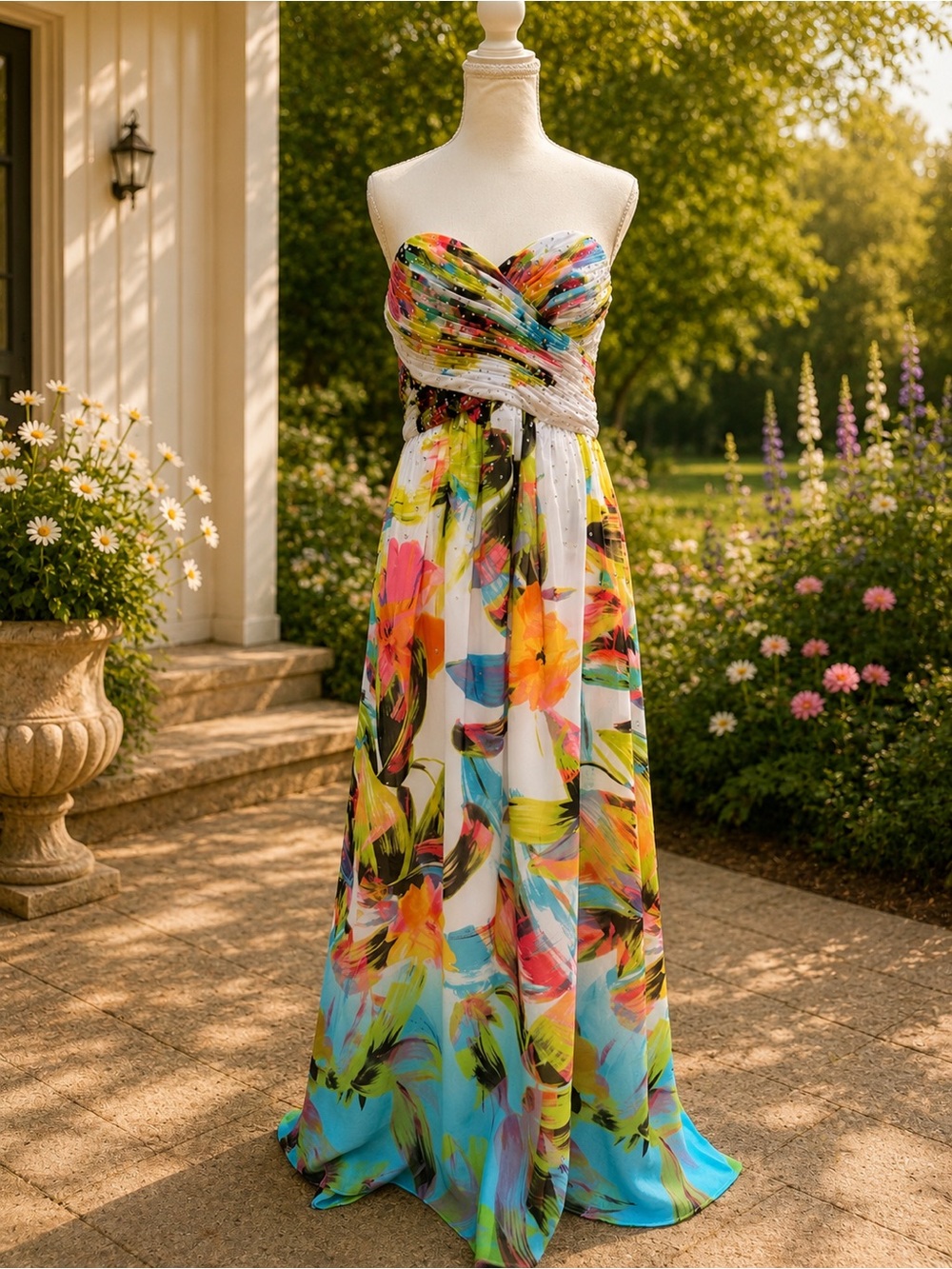 Cachet Strapless Floral Maxi Dress in Multicolor